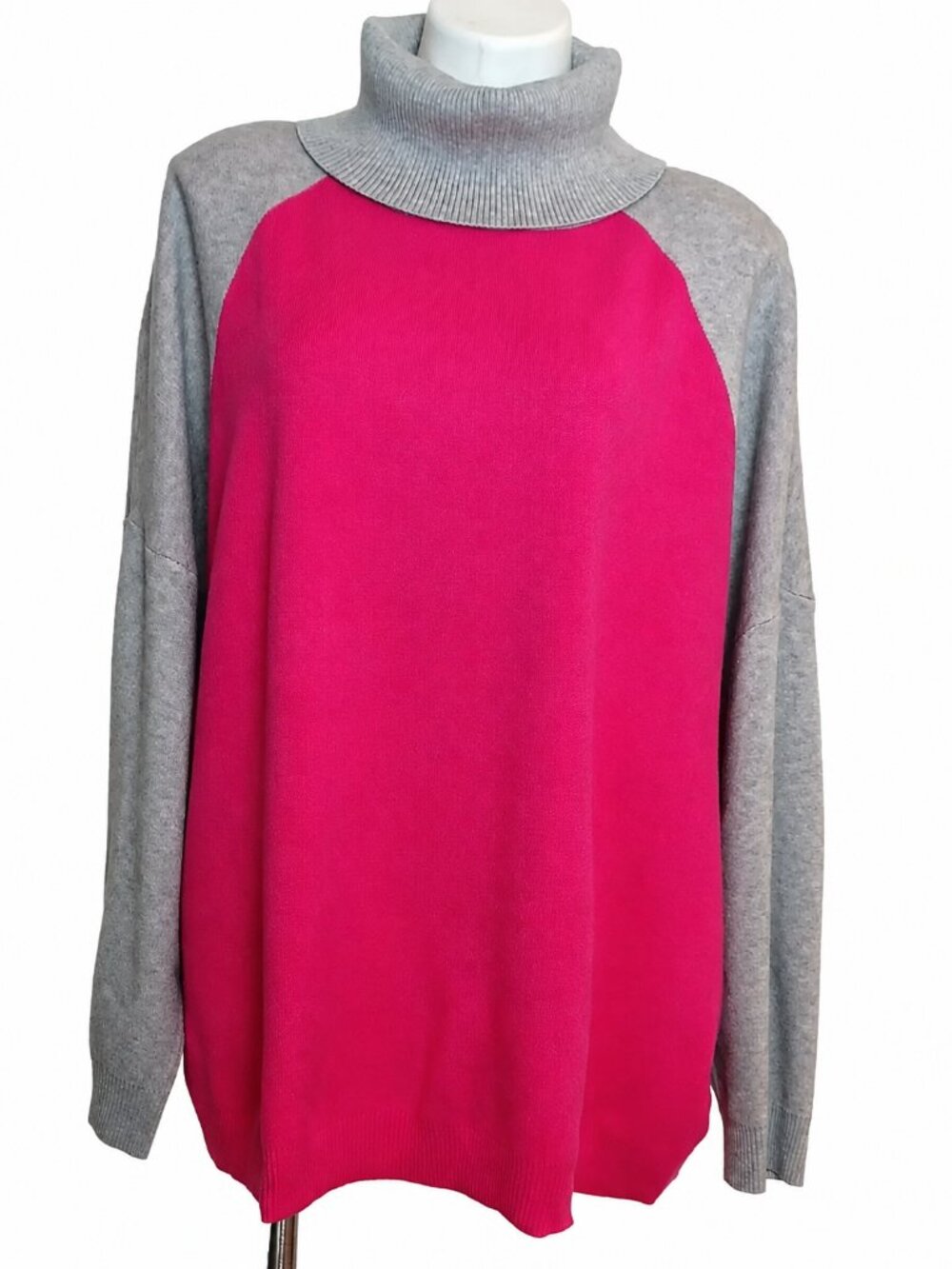 Plus Size 4X Pink & Gray turtleneck sweater. Long sleeve. Casual. Office Basic